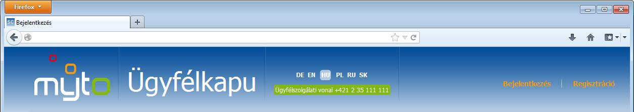 5 BEJELENTKEZÉS AZ ÜGYFÉLKAPUBA www.emyto.sk Ha főfelhasználó, bejelentkezési névként adja meg a járműüzemeltetőhöz rendelt számot.