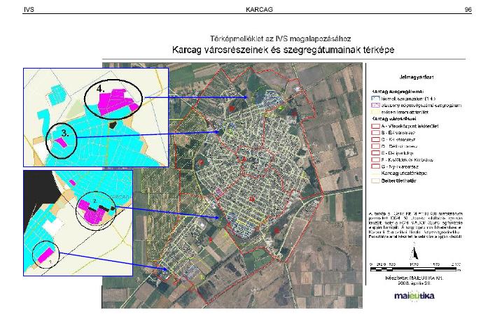 MUNKARÉSZEK 191 26. térkép Karcag szegregátumokat bemutató térképe 2001.