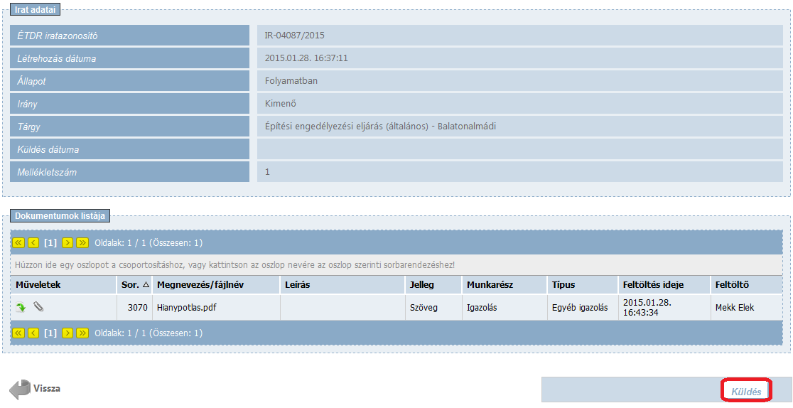 7. Innen a dokumentum feltöltés lépései megegyeznek a 8.