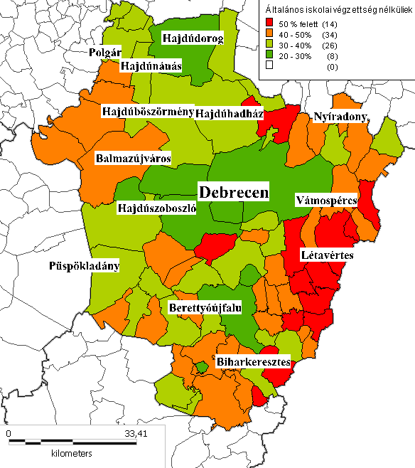 A munkanélküliség településenkénti eltérései Avizsgálat visszaadja a hátrányos helyzet egyéb ismérveinél tapasztalt képet (M 24., 25. ábra).