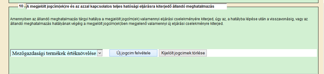 Mezőgazdasági és Vidékfejlesztési Hivatal 71 Jogcím kiválasztása után kattintson az Új jogcím felvétele gombra.
