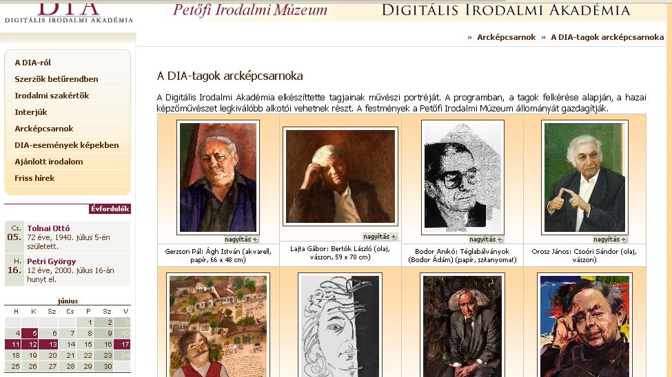 A Petőfi Irodalmi Múzeum számos gyűjteményt és adatbázist hoz létre, égisze alatt működik a Digitális Irodalmi Akadémia nevű adatbázis is. A Digitális Irodalmi Akadémia (DIA) 1998 tavaszán jött létre.