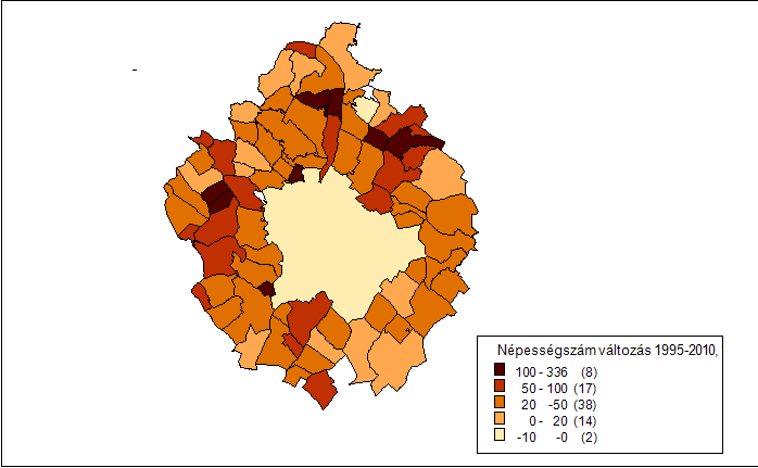 fő Budaörs, Törökbálint, Veresegyháza), néhol megháromszorozták (Telki, Budajenő,) népességüket 25 000 15.