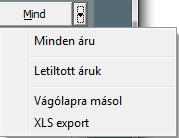 Alapállapotban ebben az ablakban is 50 terméket jelenít meg a program, és szűrő beállítás nélkül frissítést alkalmazva az ablakra, üres ablakra vált a program.