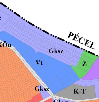 Szabályozási terveken Zkp,Zkp-1, Zkp-2 jelű zöldterületek Maglód nyaraló városrész Ortofotó Hatályos TSZT kivágat Hat.