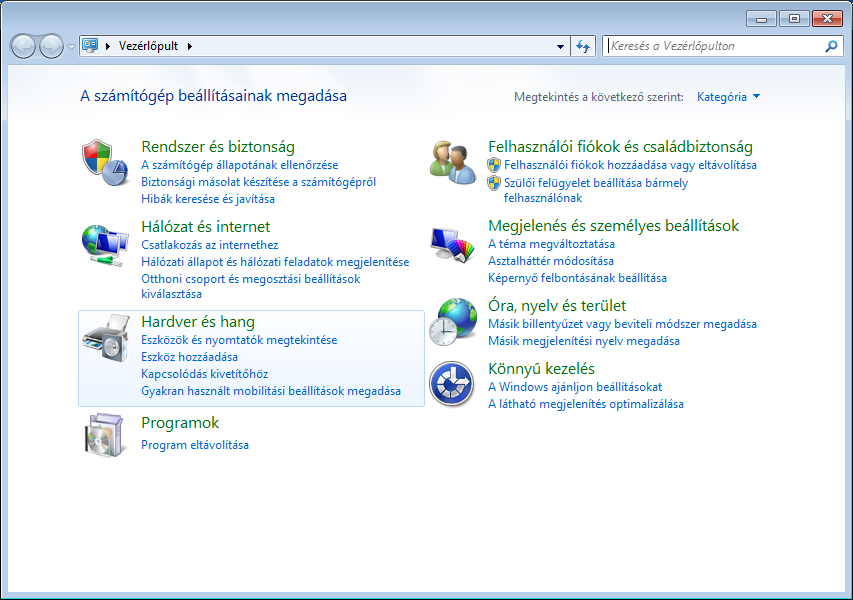 Windows 7 - Vezérlőpult A Vezérlőpult segítségével tudja módosítani a Windows beállításait.