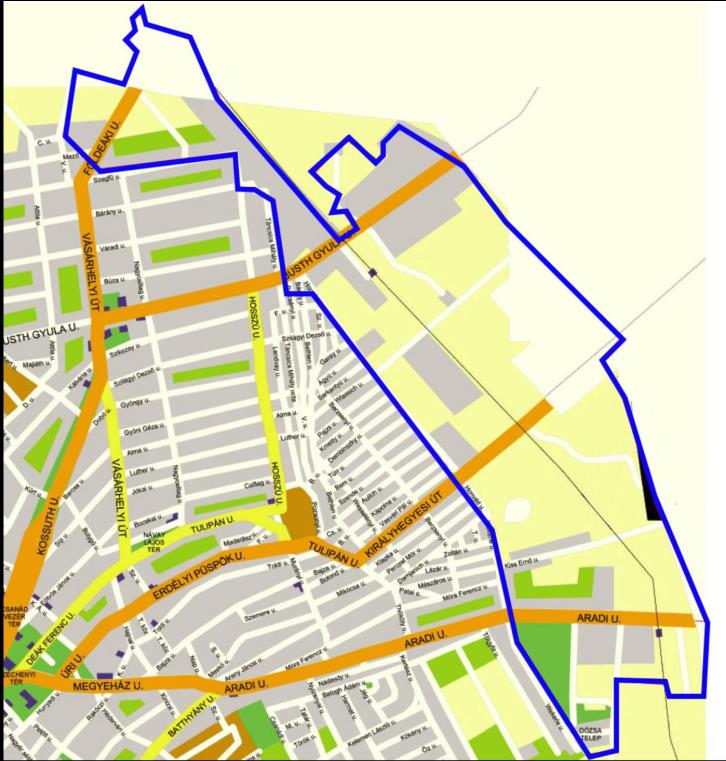 STRATÉGIA 43 5. térkép: Iparterület városrész akcióterület Forrás: IVS 4.