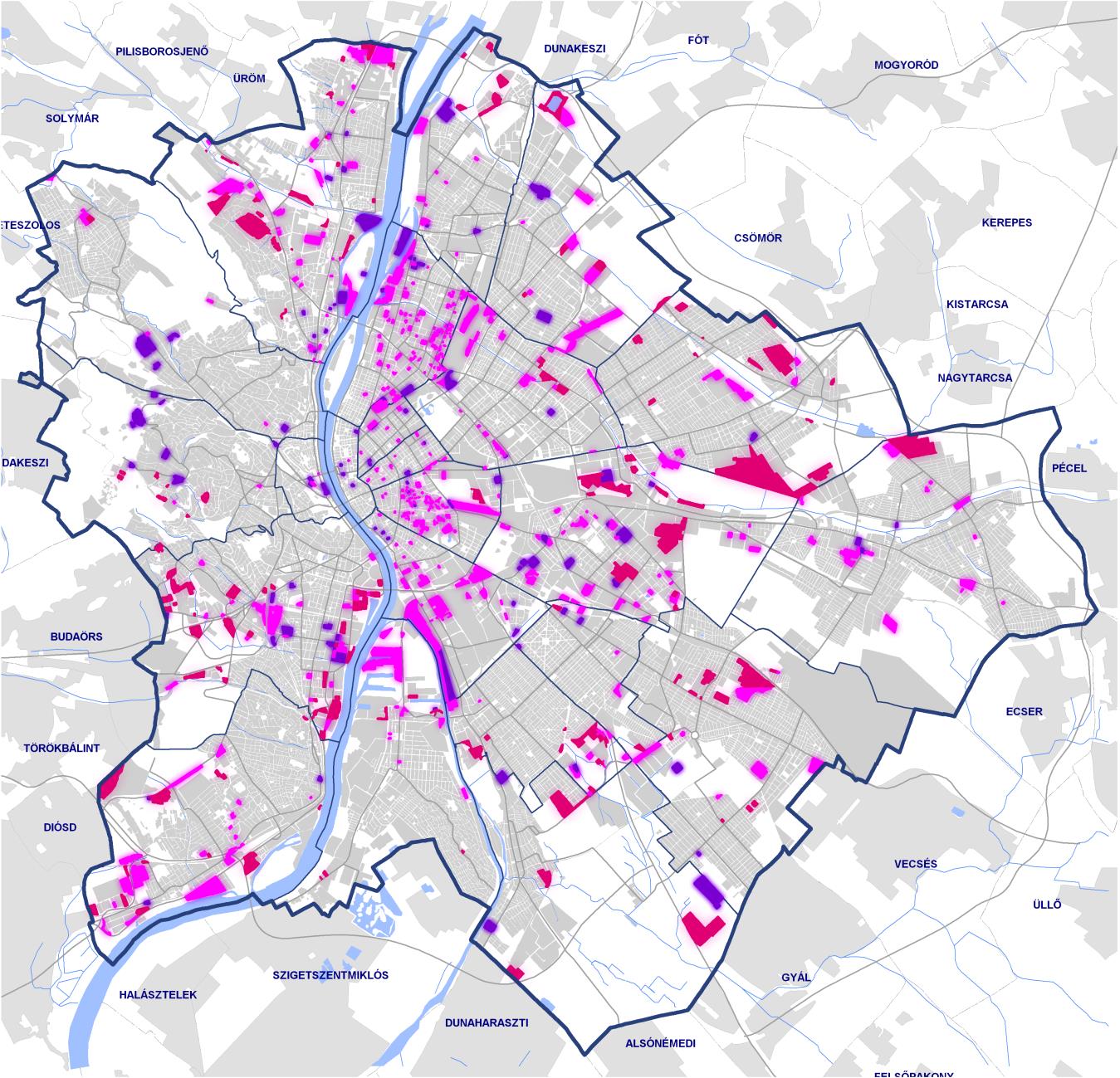 BUDAPEST SZÁMOKBAN HASZNÁLATON KÍVÜLI TERÜLETEK HASZNÁLATON KÍVÜLI műszakilag igénybevett terület meglévő épületállomány Σ 260 hektár BEÉPÍTETLEN műszakilag