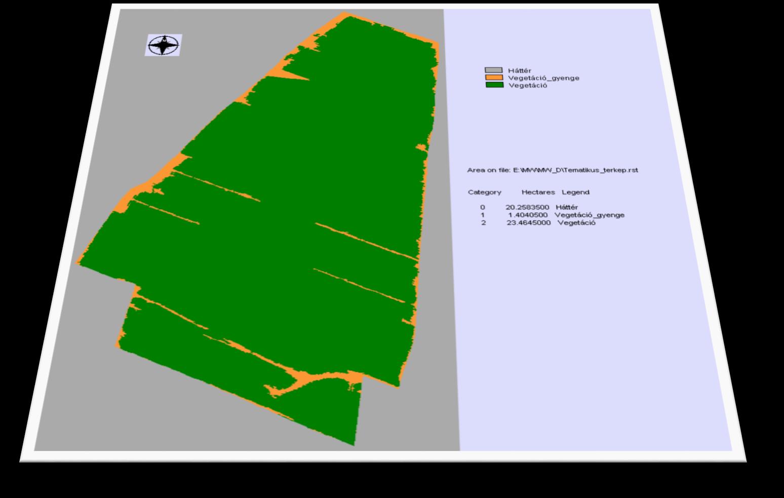 Osztályozási eredmény Kategória Terület/ ha Hiányos vegetáció