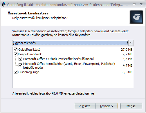 A SQL server telepítés végeztével automatikusan létrejön az adatbázis, amelyben a rendszerben iktatott dokumentumok és egyéb adatok kerülnek tárolásra.