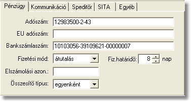 Ügyfelek nyilvántartása Kapcsolattartó: ebben a mezoben lehet megadni az elsodleges pénzügyi kapcsolattartót az adott ügyfélnél.