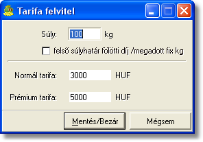 Automatizált díjtáblázatok Módosítás: a "Módosítás" gomb megnyomásával lehet megjeleníteni a már felvitt tarifatételeket és módosítani a korábban felvitt bármely adatát.