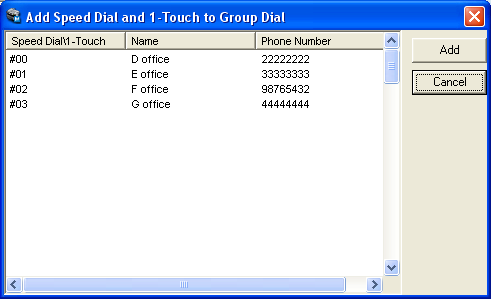 A telefonkönyv számítógépen való szerkesztése (QLINK segítségével) Csoporttárcsázás párbeszédablak Csoporttárcsázás regisztrálására használható.