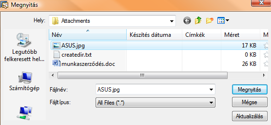 59. ábra: S > Megoldás-adatbázis/Leírás regiszter 6.1.2 Mellékletek regiszter A Tallózás (Keresés) kapcsolóra (60. ábra) kattintva a háttértároló meghatározott könyvtárából (61.