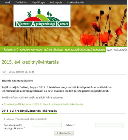 KREDIT NYILVÁNTARTÁS 2015 (1) Lekérdező felület: http://www.