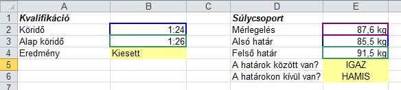 Tartományok megfelelő elemei szorzatának az összege: =SZORZATÖSSZEG(B28:B32;C28:C32) A két tartomány celláit egyenként összeszorozza (elsõ az elsõvel, ), majd a szorzatokat összegzi. II.9.3. Logikai függvények A matematikai függvények a Képletek menüszalagon találhatók.