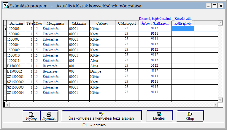 FORINT-Soft Kft. Számlázás-házipénztár 52 4.9. Zárás, feladás A kettős könyvelés (UJEGYKE és WUJEGYKE) és egyszeres könyvelés (UJEGYSZ) programokba való főkönyvi feladásokat tudjuk itt elvégezni.