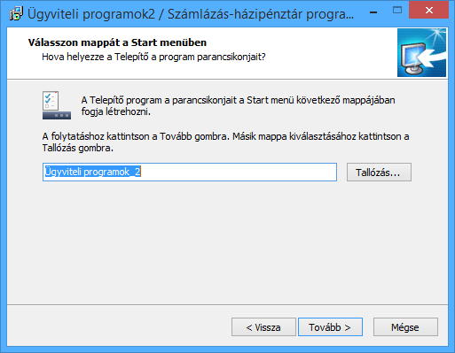 FORINT-Soft Kft. Számlázás-házipénztár 8 A következő lépésben a felsorolt programok közül válassza ki a Számlázó programot, majd a Tovább gombra lépve folytassa a telepítést.