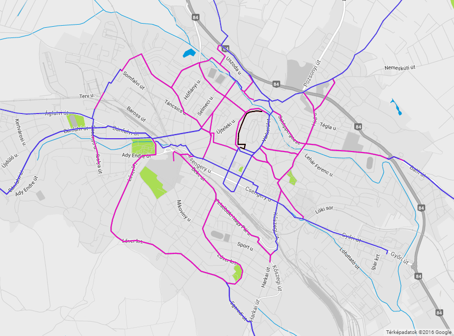6.2. Prioritások 11. ábra Sopron meglévő és tervezett belterületi kerékpáros útvonalhálózata.