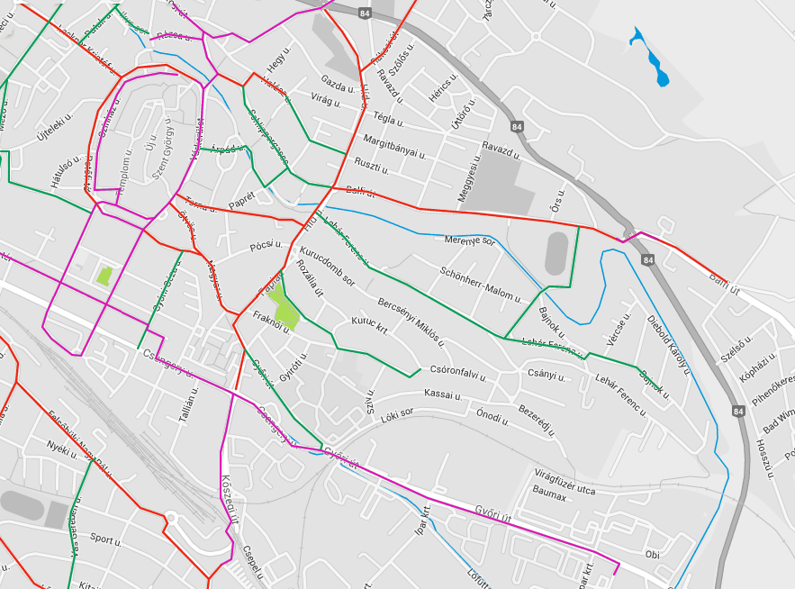 6.3.2. Keleti városrész 14. ábra Sopron belterületi kerékpárúthálózatának fejlesztési elképzelése - keleti városrész.
