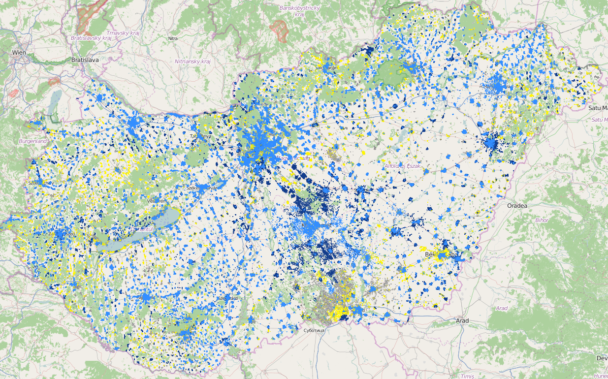 Mapping A pályázat igényoldala térképen SZIP FEJLESZTENDŐ IGÉNYHELYEK Országosan (KMR nélkül)