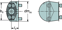 TURN - UN első megmunkálás Fúrórudak és cserélhető forgácsolófejek gyors csere adapter SL vágófejekhez első hűtéssel Rúdátmérő satlakozó Méretek, milliméter, col (, ) obbos típus látható d d f21 f21