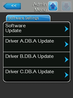 Software Settings (Szoftverbeállítások) Software Update (Szoftverfrissítés): ezzel a funkcióval a beépített szabályozó vezérlőszoftverét frissítheti. Driver A.DB.