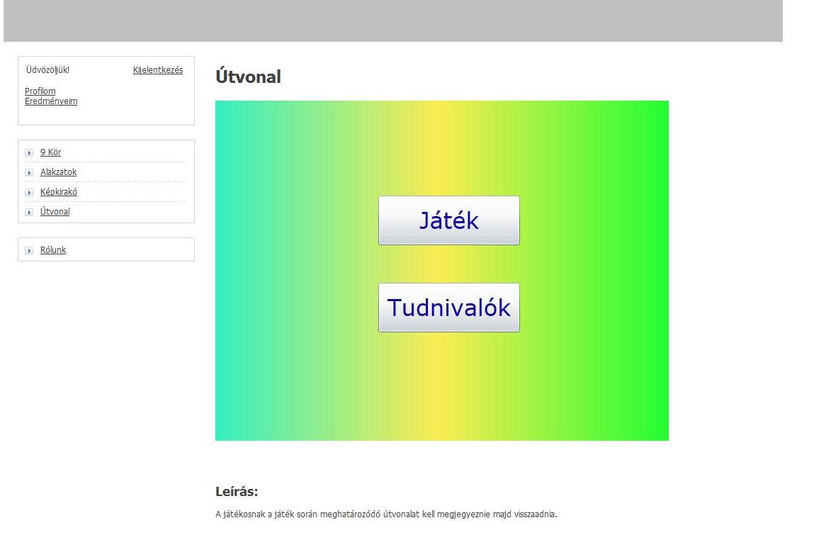 Az eredmények megtekintése A weboldal tartalmaz egy