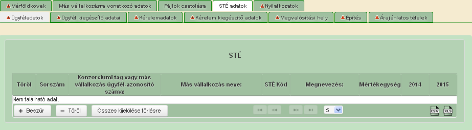 Mezőgazdasági és Vidékfejlesztési Hivatal 59 Amennyiben adatot kíván megadni, akkor a létrehozni. Sorszám: Nem szerkeszthető, automatikusan töltődik.