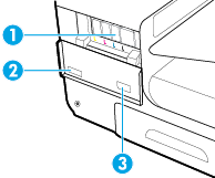 Szám Leírás 3 A és B típusú USB-portok 4 Tápkábel csatlakozása 5 Bal oldali ajtó 6 Duplex egység Patronajtó nézete