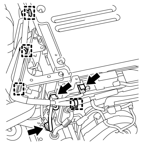 (3) Vegye le a 2 rögzítőkapcsot, majd távolítsa el a 5. hibrid akkumulátor szívónyílását (main). 20. Távolítsa el az akkumulátor hűtő egységét.