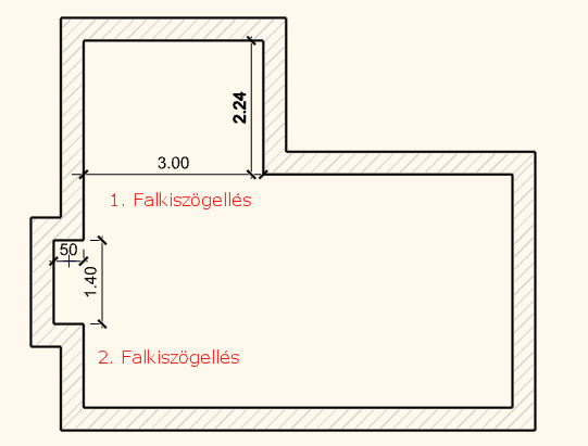 1. Építészet Projekt mentése Előkészített helyiség: Oldalmenü - Interior - Helyiség formák - Téglalap Fal tulajdonságok: A: 7.16m, B: 3.9m. Az értékek a belső falhosszakat jelentik Vastagság: 0.