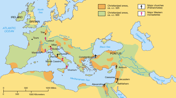 380: Saragossa-i zsinat: a szerzetesi élet mindennapi jelenség Hispániában, különösen Tarragona tartományban. 397: Szent Márton (316-397) temetésén közel kétezer szerzetes vesz részt.