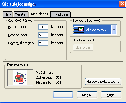 - 29 - A méret fülön állítottam be a kép méretét. A valódi méret a kép eredeti, tényleges méretét jelenti.