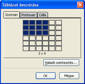 - 31 - Táblázatok beszúrása: A táblázatok fontos szerepet töltenek be a honlapszerkesztésben, hiszen nem csak adatsorok megjelenítését teszik lehetıvé, hanem design okokból is rendkívül sokszor kell