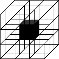 2. A SEJTAUTOMATA (a) (b) 2-7. ábra. Szomszédsági relációk kockarács esetén három dimenzióban (a) Neumann-féle és (b) Moore-féle elrendezés szerint.