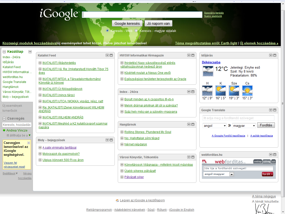 5. ábra igoogle oldal egyéni összeállításban Flavors.me A Flavors.