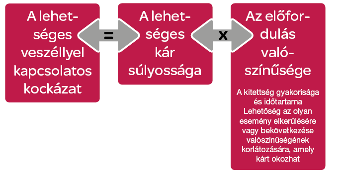 A kockázatértékelési folyamat eredménye a gépnél előforduló különféle kockázatok táblázata, ezek komolyságának megjelölésével együtt.