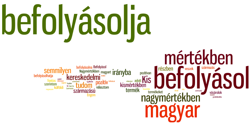 302 Földi Kata gyon, közepesen vagy csekély szinten. Az interjú alanyok véleményét a magyar származás befolyásoló hatásáról a kereskedelmi márkaválasztásra a 2. ábrán lévő szófelhő ábrázolja.