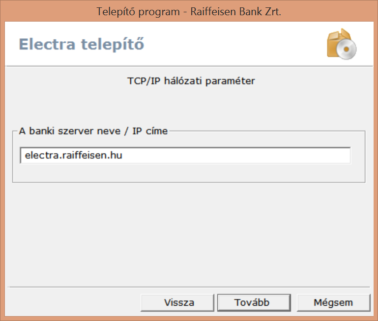 Írja be a Banki szerver neve / IP címét, majd
