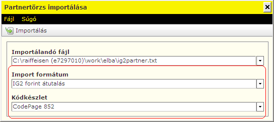 3. A felugró ablakban válassza ki a beimportálandó Forint partnertörzsállományt, majd kattintson a Rendben gombra. 4.