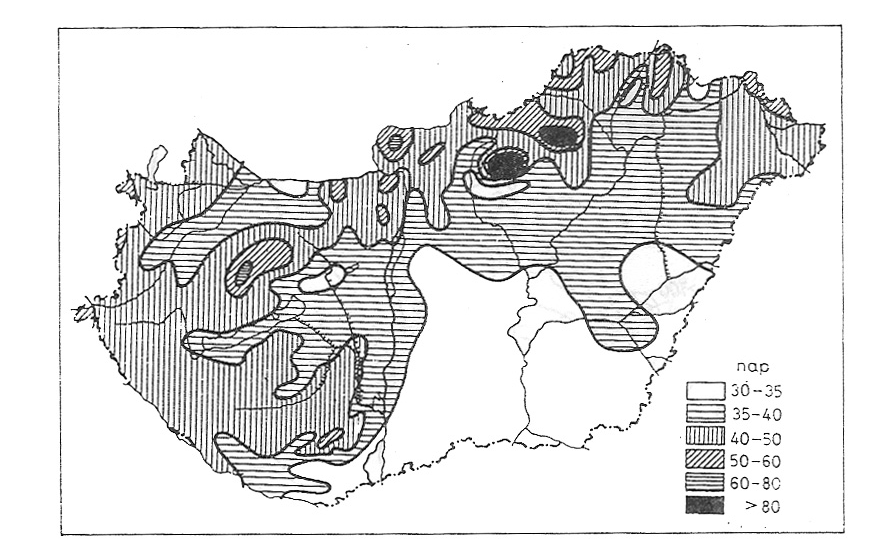 A hótakarós évi átlagos száma