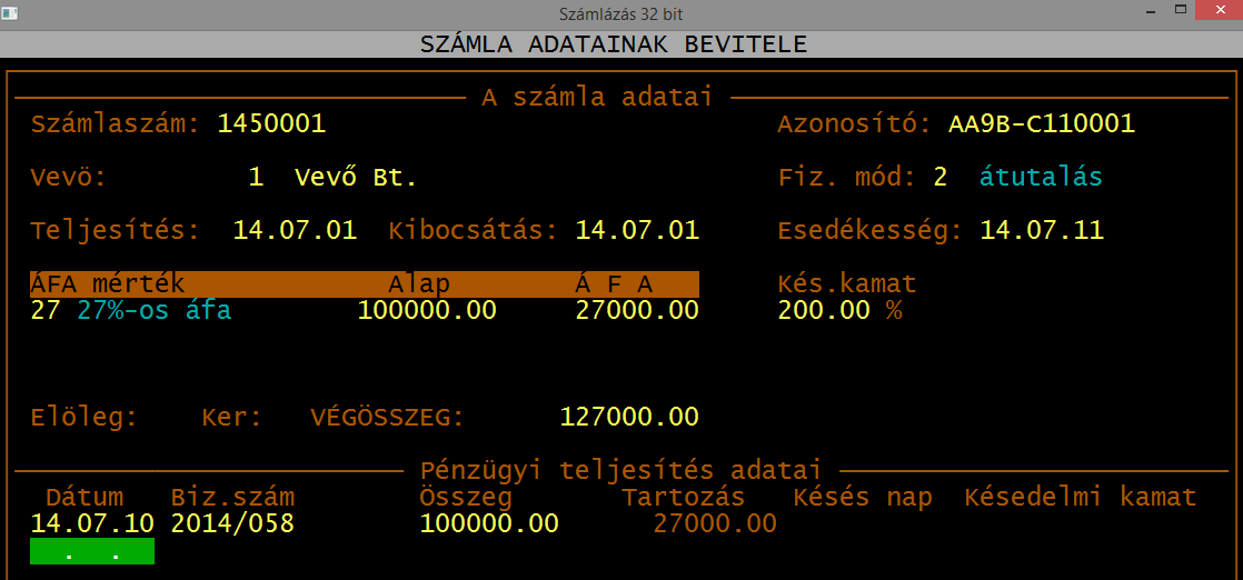 S z á m l á z á s v e v ő - s z á l l í t ó n y i l v á n t a r t á s ( U J V S Z ) 15 Kitöltendő mezők: - Számlaszám: belső nyilvántartási szám. Lásd 5.1.01 Sorszámtartomány szakaszt!