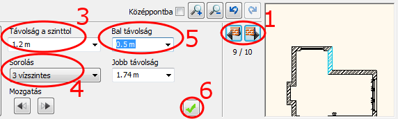 1. Lecke: Nappali tervezés 21 1.4.6. Elektromos kapcsolók Hozzon létre a 7.16m hosszú falon egy dugaljat a következők szerint: Kattintson az Eszköztár Elektromos kapcsoló ikonjára. (1).