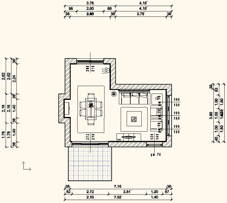 1. Lecke: Nappali tervezés 33 A kijelölő négyzet segítségével válassza ki a teljes modellt két kattintással (1,2).