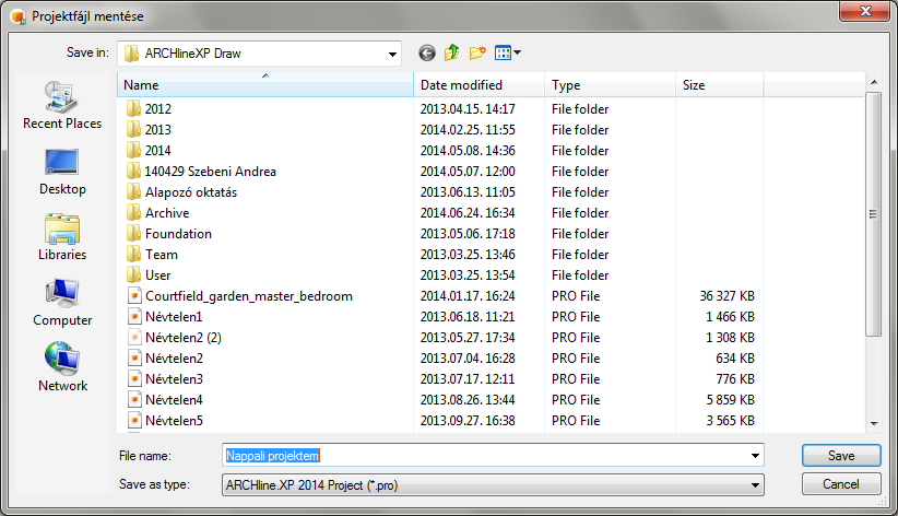 4 1. Lecke: Nappali tervezés Projekt mentése Mentse el saját névvel a Projektet.