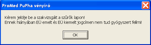 Amennyiben még nem történt nyomtató beállítás a Vényíró PuPha programban, úgy az első indításkor rögtön fel is kínálja ezt a lehetőséget(később lesz róla szó részletesen): 2.