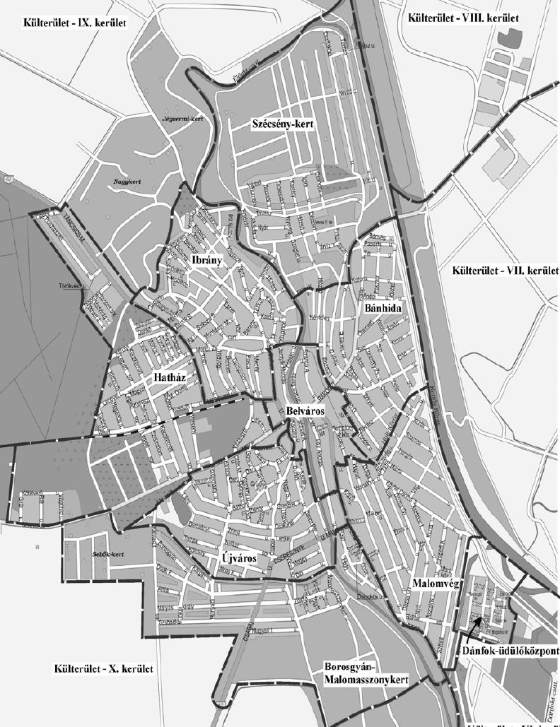 STRATÉGIA 28 3. térkép: Békés városrészei Forrás: IVS Malomvég Malomvég városrész nagy része családi házas lakóterület, de itt található a Fürdő rekreációs területe.