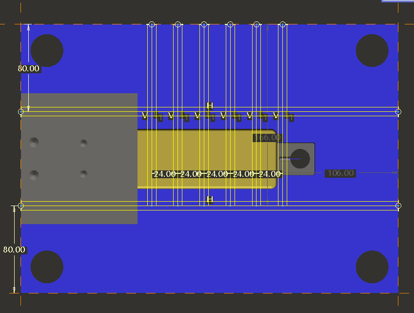 ( 2L ) d [ mm] c = 3 Hármas szorzóval számolva: c = 3 8 = 24 mm A furatokat a csatornakészítéshez hasonlóan a Mold Layout alkalmazásban tudjuk elkészíteni.