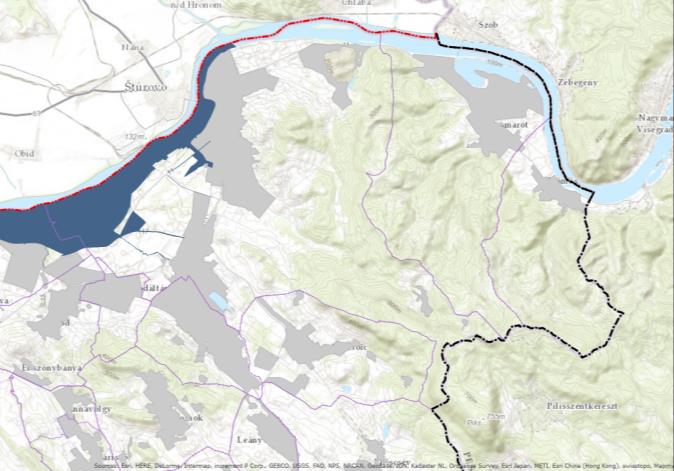 Jász-Nagykun-Szolnok megye területrendezési tervének szerkezeti tervlap részlete b/2) Esztergomot érintő